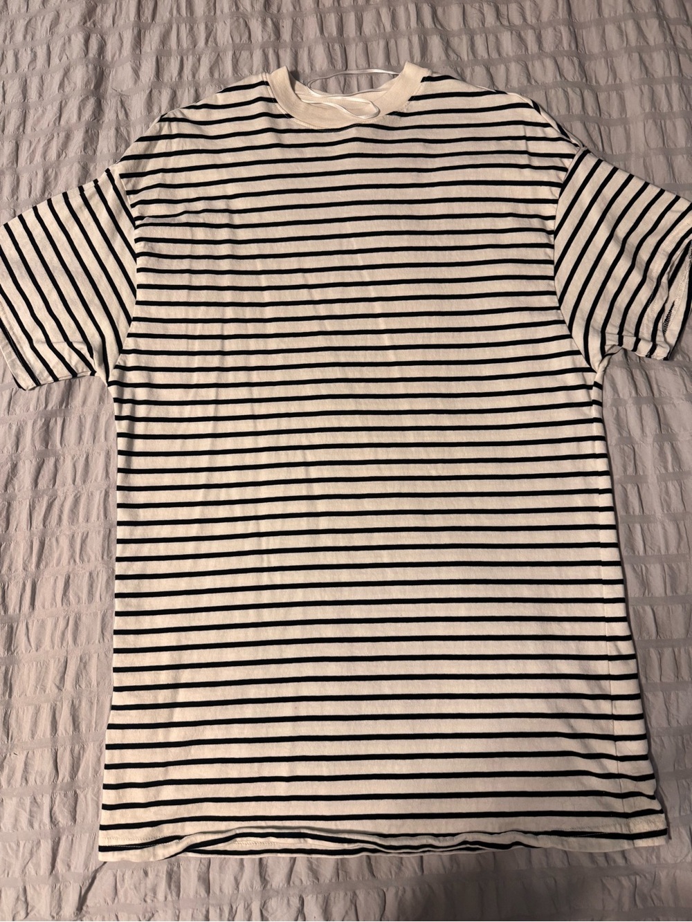 H&M White and Black Striped Teeshirt Dress